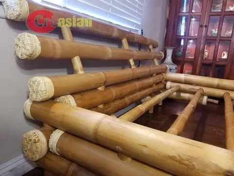 เตียงไม้ไผ่ลำใหญ่ ปิดหัวลำด้วยหวายสาน — ผลงานของ Creasian (BambooCreasian)